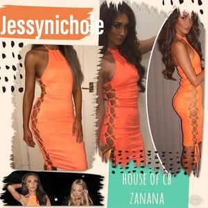 House of CB suede cut out dress